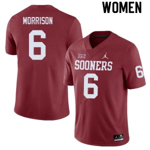 Women Trey Morrison Crimson OU College Football #6 Jersey 822410-156