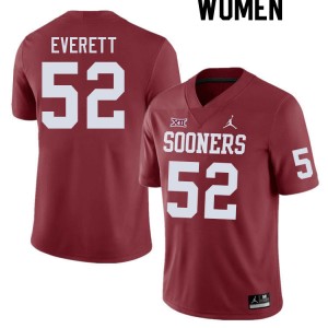 Women Troy Everett Crimson Oklahoma Sooners College Football #52 Jersey 571540-702