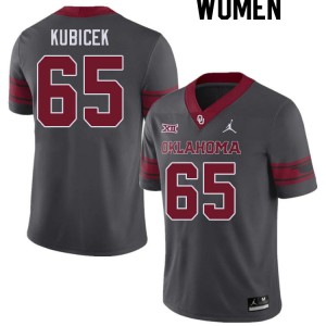 Women Ty Kubicek Charcoal OU Sooners College Football #65 Jersey 338741-356