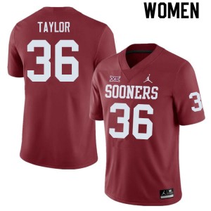 Women Ty Taylor Crimson Oklahoma Sooners College Football #36 Jersey 306269-986