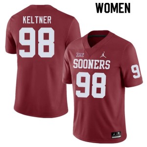 Women Tyler Keltner Crimson OU Sooners College Football #98 Jersey 579471-392