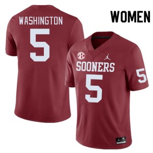 Women Woodi Washington Crimson Sooners 2024 SEC Conference #5 Jersey 298464-928