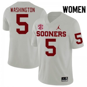 Women Woodi Washington White Oklahoma Sooners 2024 SEC Conference College Football #5 Jersey 410103-587