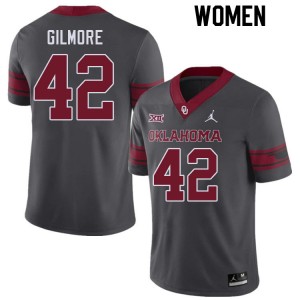 Women Wyatt Gilmore Charcoal Sooners College Football #42 Jersey 411027-825
