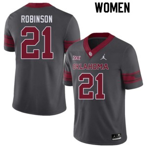 Women Xavier Robinson Charcoal OU College Football #21 Jersey 641929-596