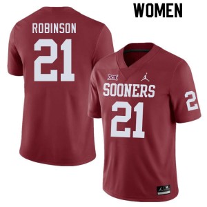 Women Xavier Robinson Crimson OU College Football #21 Jersey 595618-511