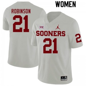 Women Xavier Robinson White Oklahoma College Football #21 Jersey 894852-773