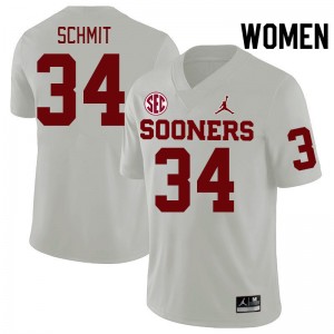 Women Zach Schmit White Oklahoma 2024 SEC Conference College Football #34 Jersey 804052-831