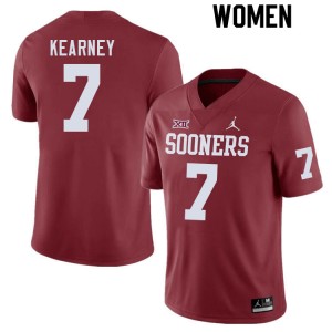 Women Zion Kearney Crimson Oklahoma College Football #7 Jersey 168605-862