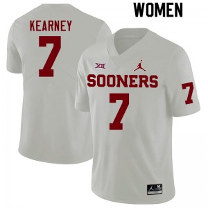 Women Zion Kearney White Oklahoma Sooners College Football #7 Jersey 879828-593