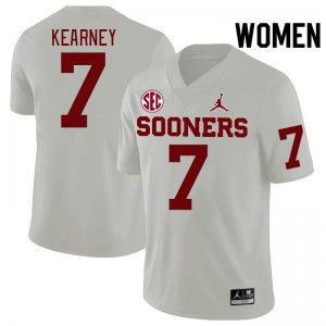 Women Zion Kearney White OU 2024 SEC Conference College Football #7 Jersey 123241-600