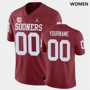 Women Custom Crimson Oklahoma Sooners 2024 SEC Conference #00 Jersey 880213-674