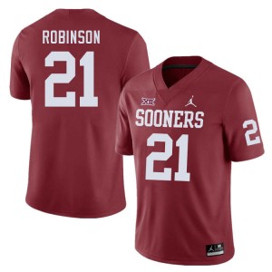 Men Xavier Robinson Crimson Sooners College Football #21 Jersey 586215-416