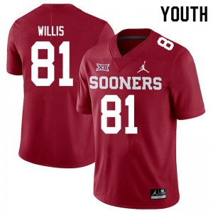 Youth Brayden Willis Crimson Oklahoma Sooners Jordan Brand College Football #81 Jersey 484196-378