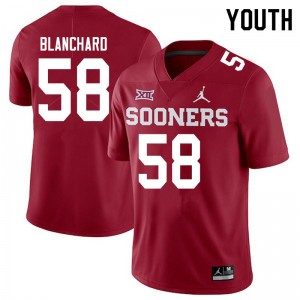 Youth Caden Blanchard Crimson OU Jordan Brand College Football #58 Jersey 477652-549
