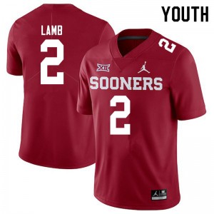Youth CeeDee Lamb Crimson Oklahoma Jordan Brand College Football #2 Jersey 816296-727