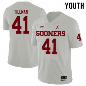 Youth Coby Tillman White Sooners Jordan Brand College Football #41 Jersey 587304-768