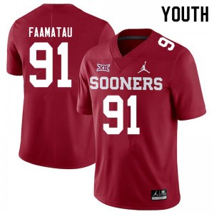 Youth Dillon Faamatau Crimson Sooners Jordan Brand College Football #91 Jersey 126614-807