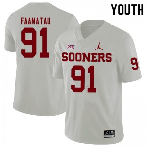 Youth Dillon Faamatau White OU Jordan Brand College Football #91 Jersey 191801-740