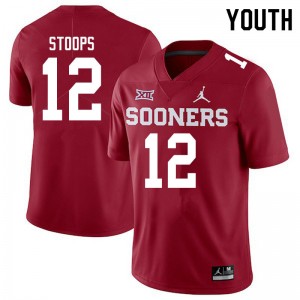Youth Drake Stoops Crimson Oklahoma Sooners Jordan Brand College Football #12 Jersey 850134-349