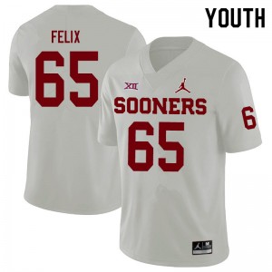 Youth Finley Felix White Oklahoma Jordan Brand College Football #65 Jersey 328208-863