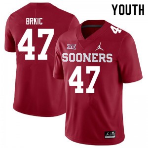 Youth Gabe Brkic Crimson Oklahoma Jordan Brand College Football #47 Jersey 750543-302