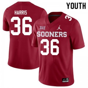 Youth Isaiah Harris Crimson Oklahoma Jordan Brand College Football #36 Jersey 779236-485