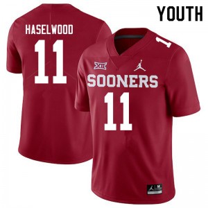 Youth Jadon Haselwood Crimson Sooners Jordan Brand College Football #11 Jersey 542417-466