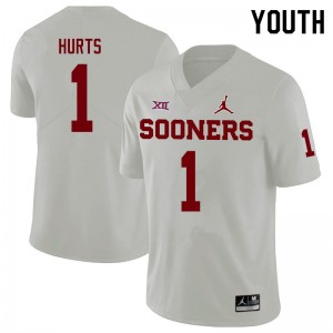 Youth Jalen Hurts White OU Jordan Brand College Football #1 Jersey 392217-339