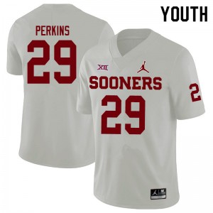 Youth Jonathan Perkins White Sooners Jordan Brand College Football #29 Jersey 151986-492