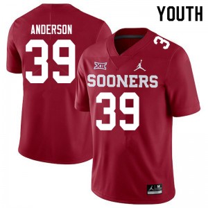 Youth Michael Anderson Crimson Oklahoma Sooners Jordan Brand College Football #39 Jersey 817546-497
