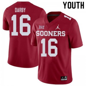 Youth Brian Darby Crimson Oklahoma Sooners College Football #16 Jersey 428185-936