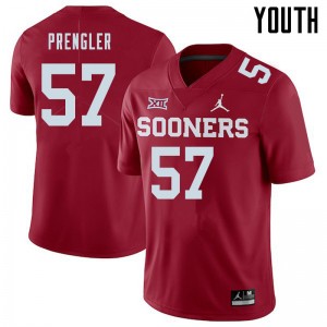 Youth Brock Prengler Crimson OU Sooners Jordan Brand College Football #57 Jersey 797006-118