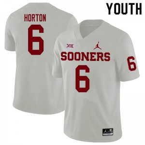 Youth Cade Horton White Oklahoma College Football #6 Jersey 643460-416