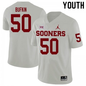 Youth Hayes Bufkin White OU College Football #50 Jersey 537134-919