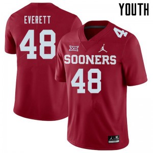 Youth Hunter Everett Crimson Sooners Jordan Brand College Football #48 Jersey 536128-411
