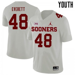 Youth Hunter Everett White Sooners Jordan Brand College Football #48 Jersey 113308-525