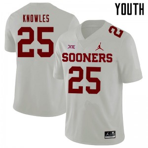 Youth Jaden Knowles White OU Sooners Jordan Brand College Football #25 Jersey 888354-787