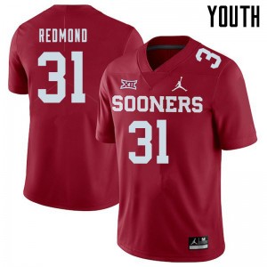 Youth Jalen Redmond Crimson Oklahoma Sooners Jordan Brand College Football #31 Jersey 543131-703