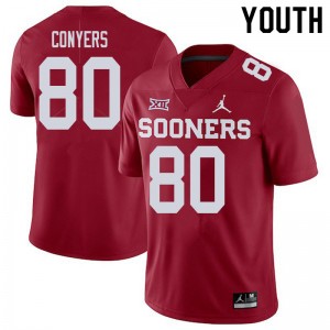 Youth Jalin Conyers Crimson Oklahoma College Football #80 Jersey 137592-180