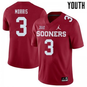 Youth Jamal Morris Crimson Sooners Jordan Brand College Football #3 Jersey 849110-515