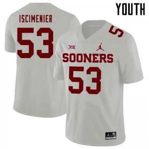 Youth Jared Iscimenier White OU Sooners Jordan Brand College Football #53 Jersey 528398-442