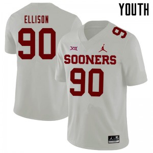 Youth Josh Ellison White Oklahoma Sooners Jordan Brand College Football #90 Jersey 886037-289
