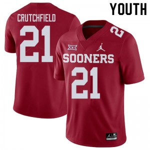 Youth Marcellus Crutchfield Crimson OU College Football #21 Jersey 745440-974