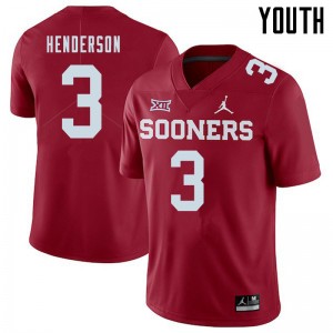 Youth Mikey Henderson Crimson Sooners Jordan Brand College Football #3 Jersey 737580-690
