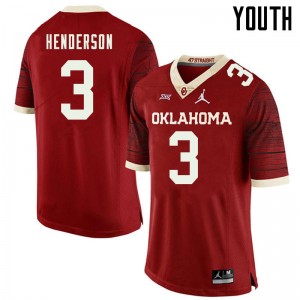 Youth Mikey Henderson Retro OU Sooners Jordan Brand College Football #3 Jersey 780557-301