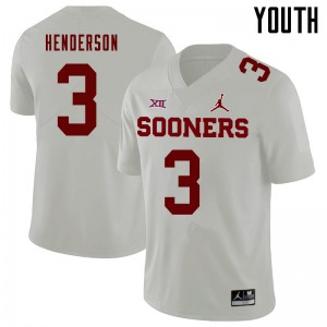 Youth Mikey Henderson White Oklahoma Jordan Brand College Football #3 Jersey 211114-888