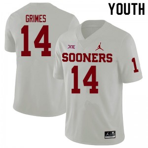 Youth Reggie Grimes White OU College Football #14 Jersey 304017-612