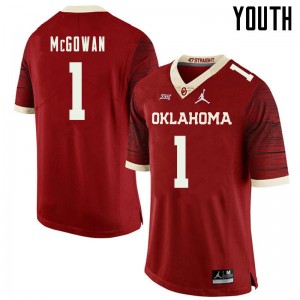 Youth Seth McGowan Retro Sooners Jordan Brand College Football #1 Jersey 695360-248