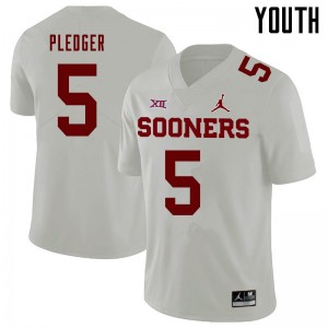 Youth T.J. Pledger White Oklahoma Jordan Brand College Football #5 Jersey 249477-178